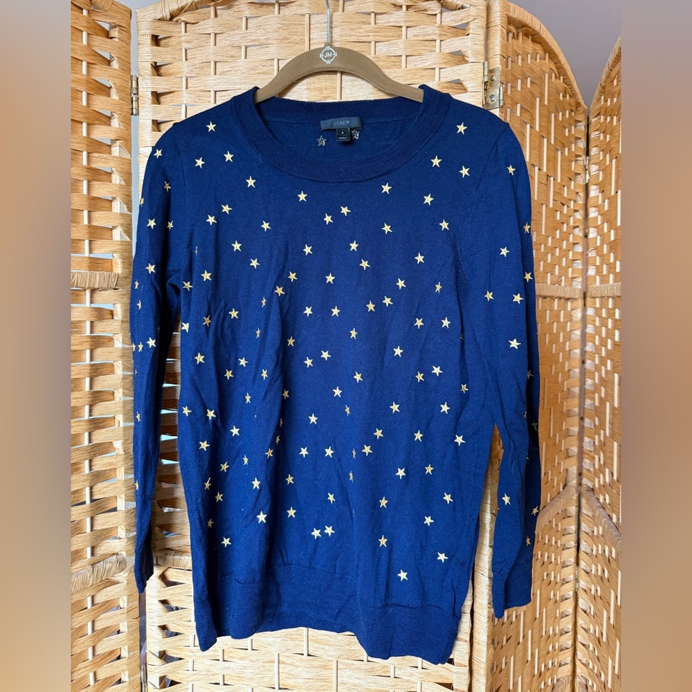 J. Crew Merino Wool lightweight sweater with stars - small